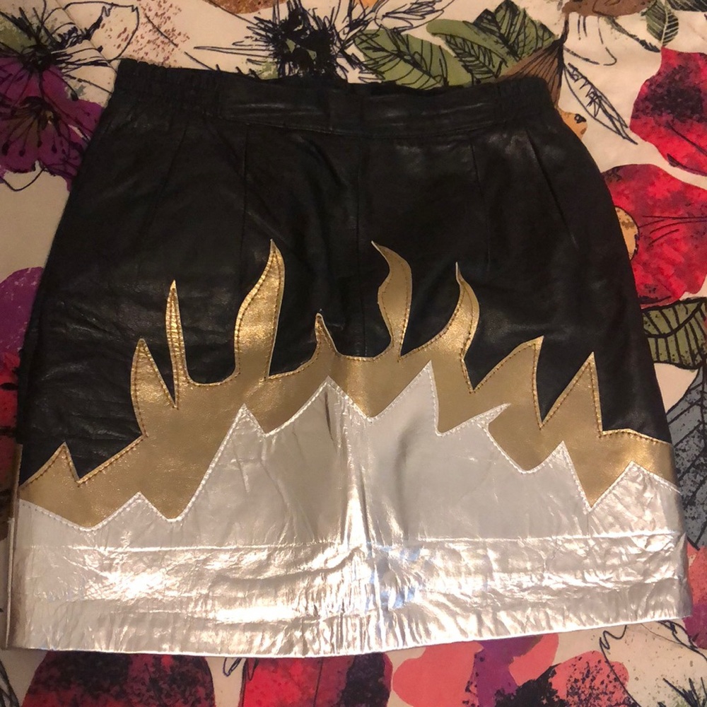 Vintage Metallic Leather Mini Skirt